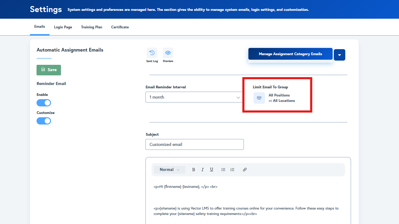 Assignment Category Based Email Functionality